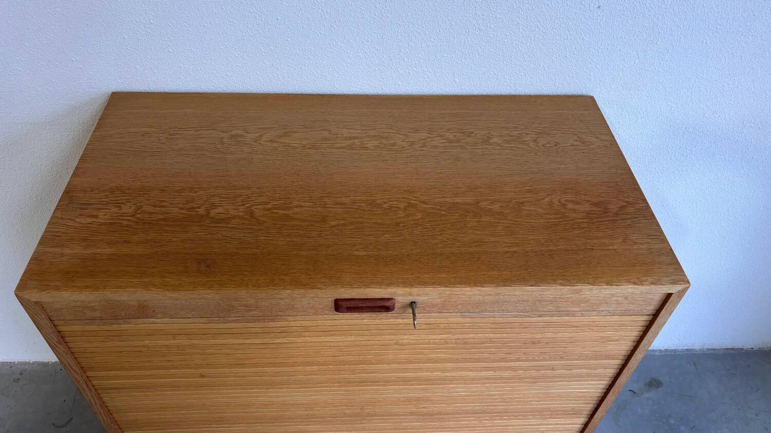 Vintage tambour cabinet - archive in oak