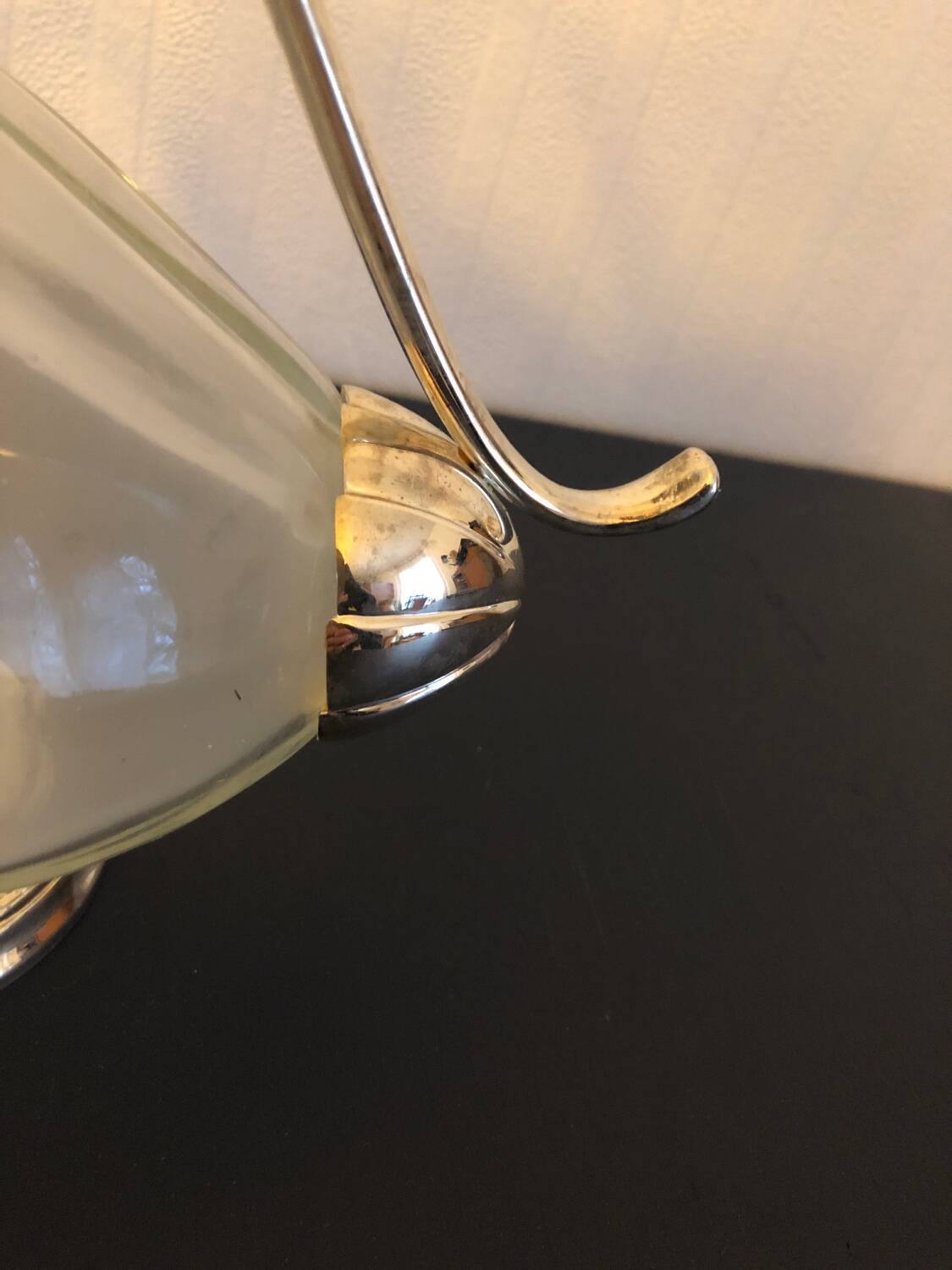 Carafe canard vintage en verre et argent