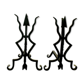 Pair of chenets wrought iron