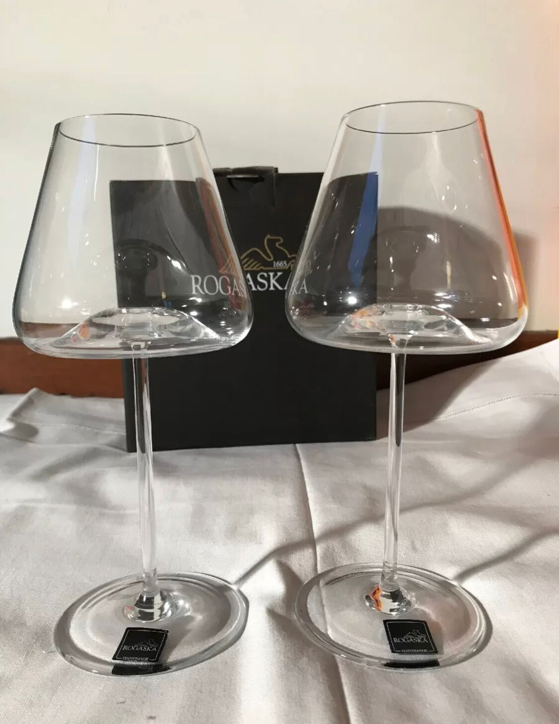 2 glasses a vin rogaska very original shape crystal handmade model armonia