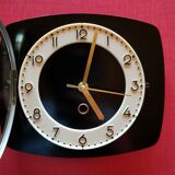 Vintage formica clock silent wall pendulum 60s "Black red"