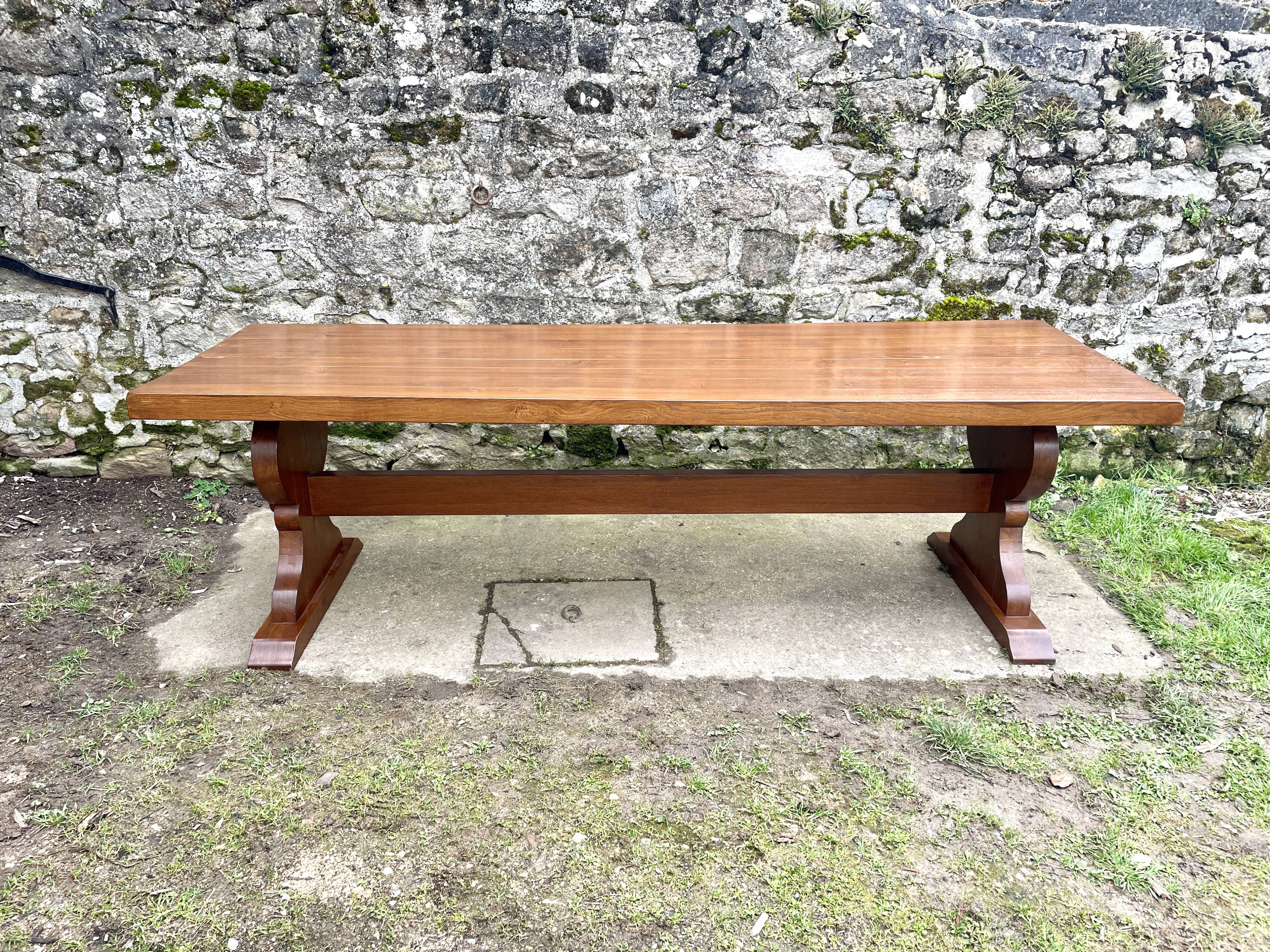 Monastery table and its two solid oak benches from 1950.