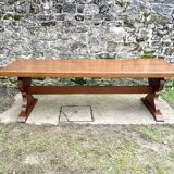 Monastery table and its two benches in solid oak 1950