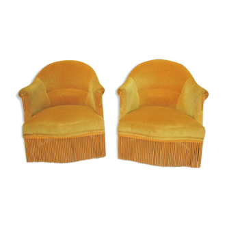 Paire de fauteuils crapaud velours