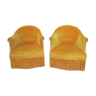 Paire de fauteuils crapaud velours