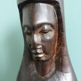 Statue sculpture vierge femme en bois noir ébène