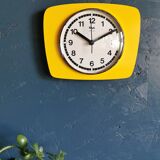 Vintage clock silent rectangular wall clock "Yellow Flash"