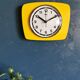Vintage clock silent rectangular wall clock "Yellow Flash"