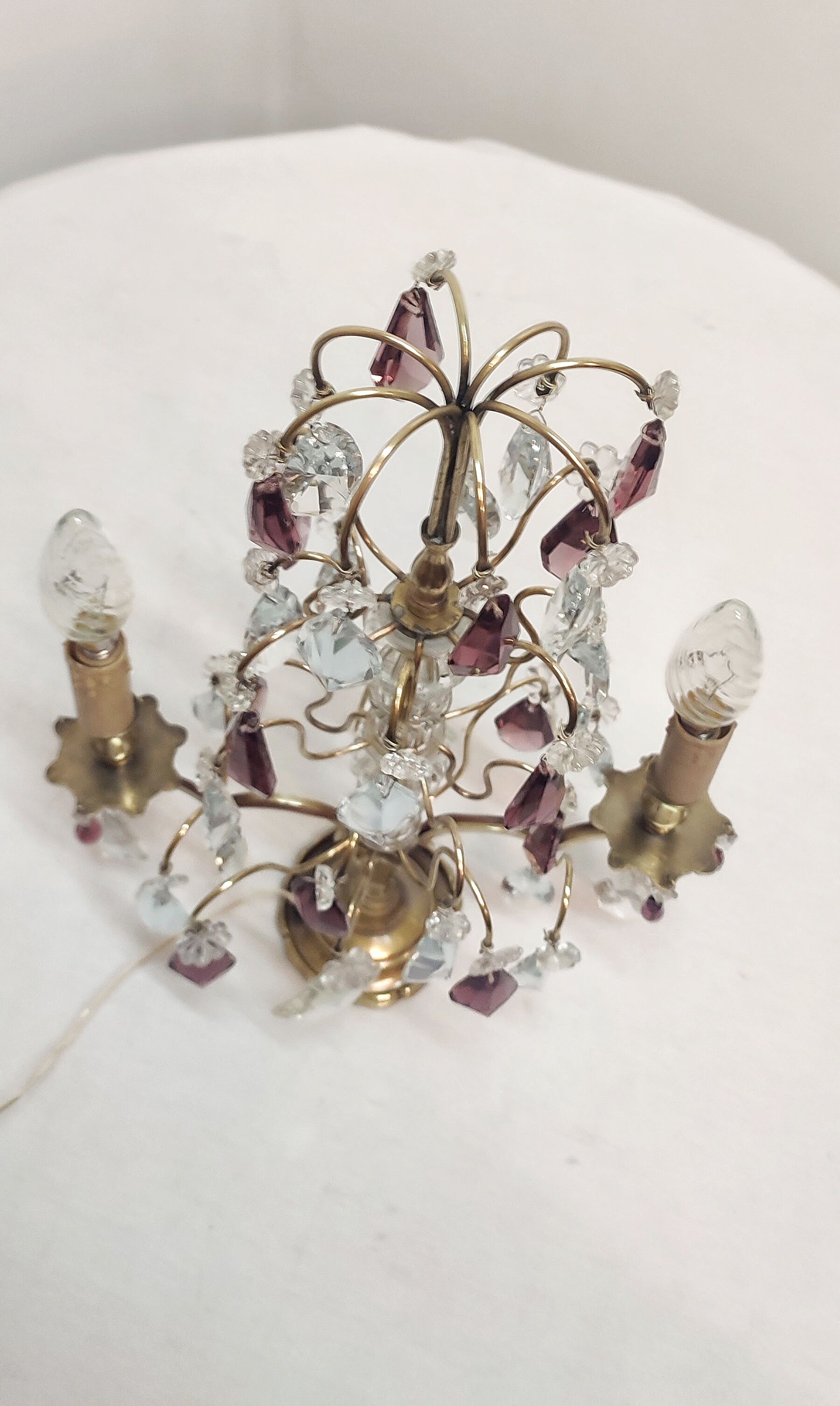 Lampe de table en bronze et cristal, France