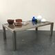 70s coffee table in chrome and smoked glass