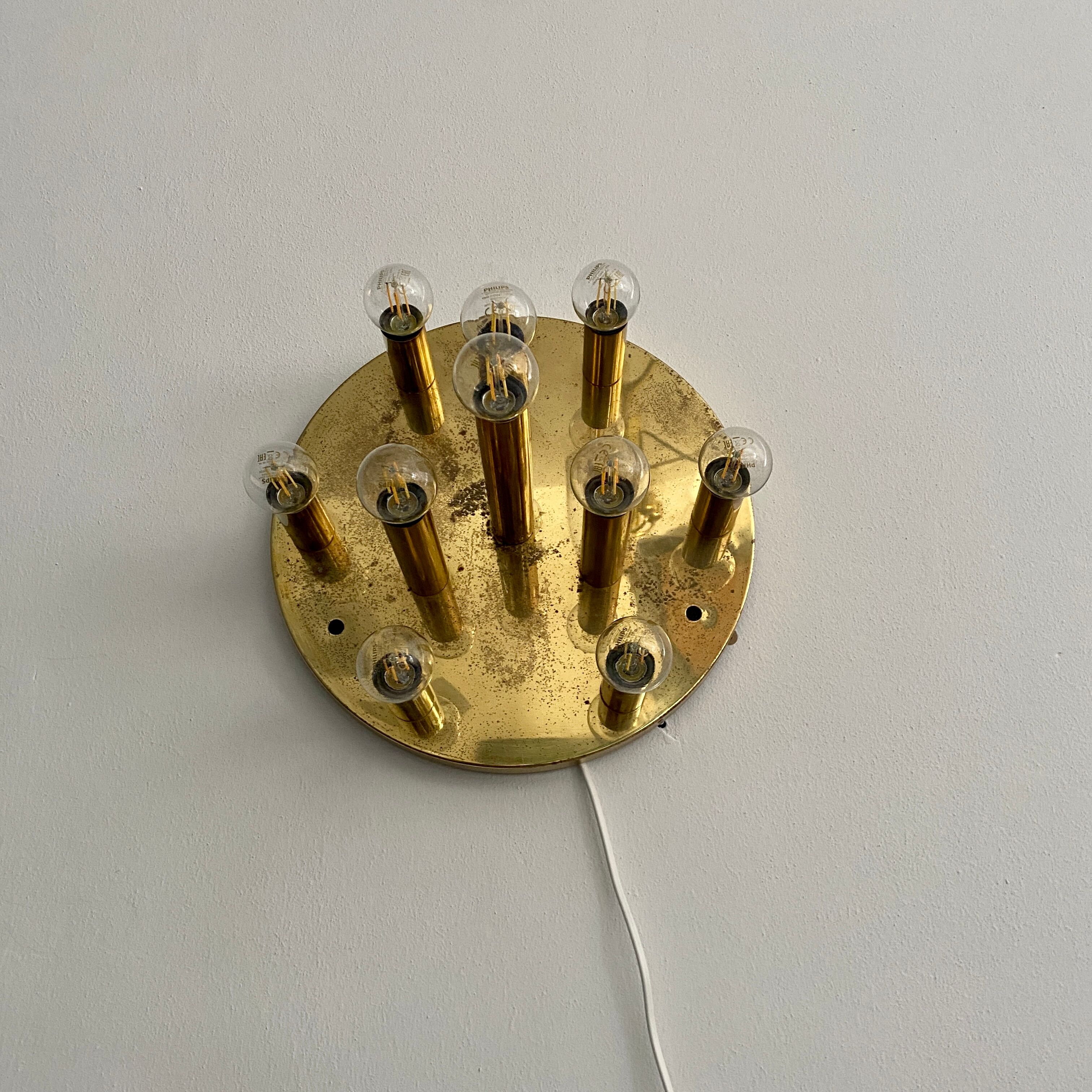 Plafonnier en laiton 10 ampoules 1960