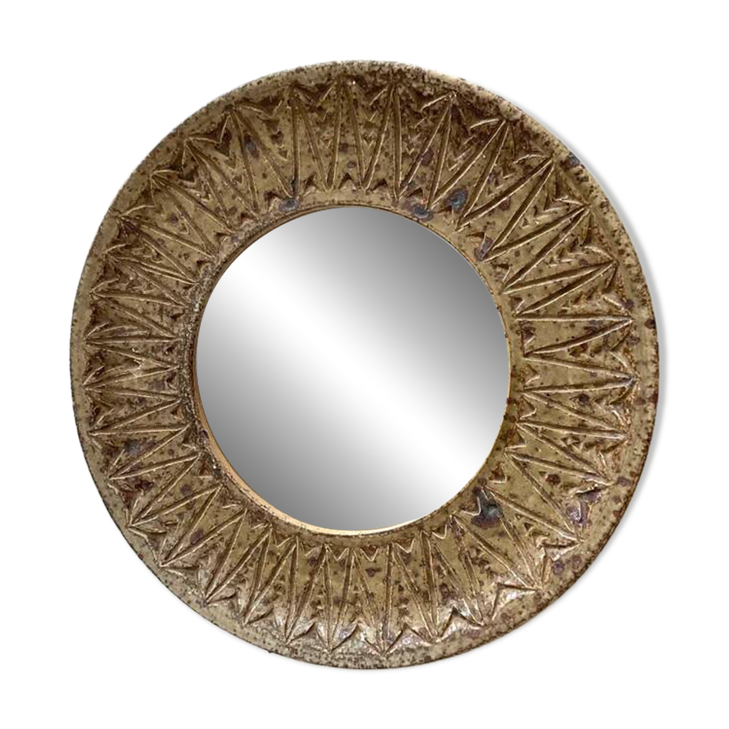 "Sun" mirror in ceramic by André Bodin, 1970s