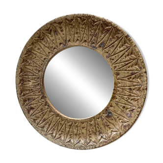 "Sun" mirror in ceramic by André Bodin, 1970s