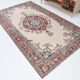 Tapis vintage médaillon, tapis vintage unique en son genre, tapis turc marron rouge