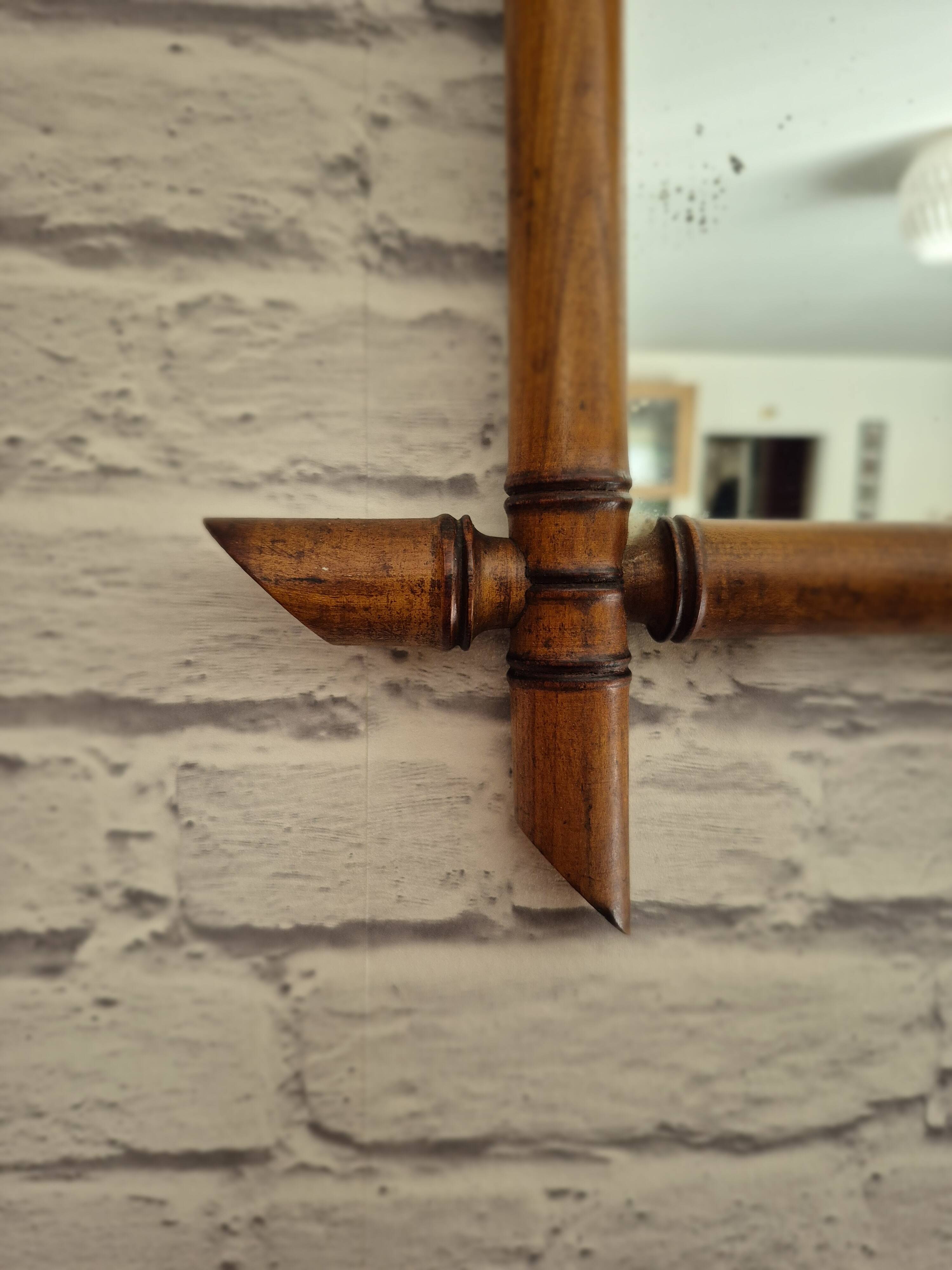 Vintage Belle Epoque Bamboo Turned Wood Mirror