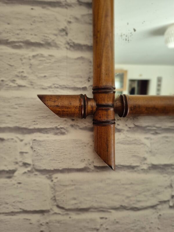 Miroir en bois tourné bambou vintage Belle époque