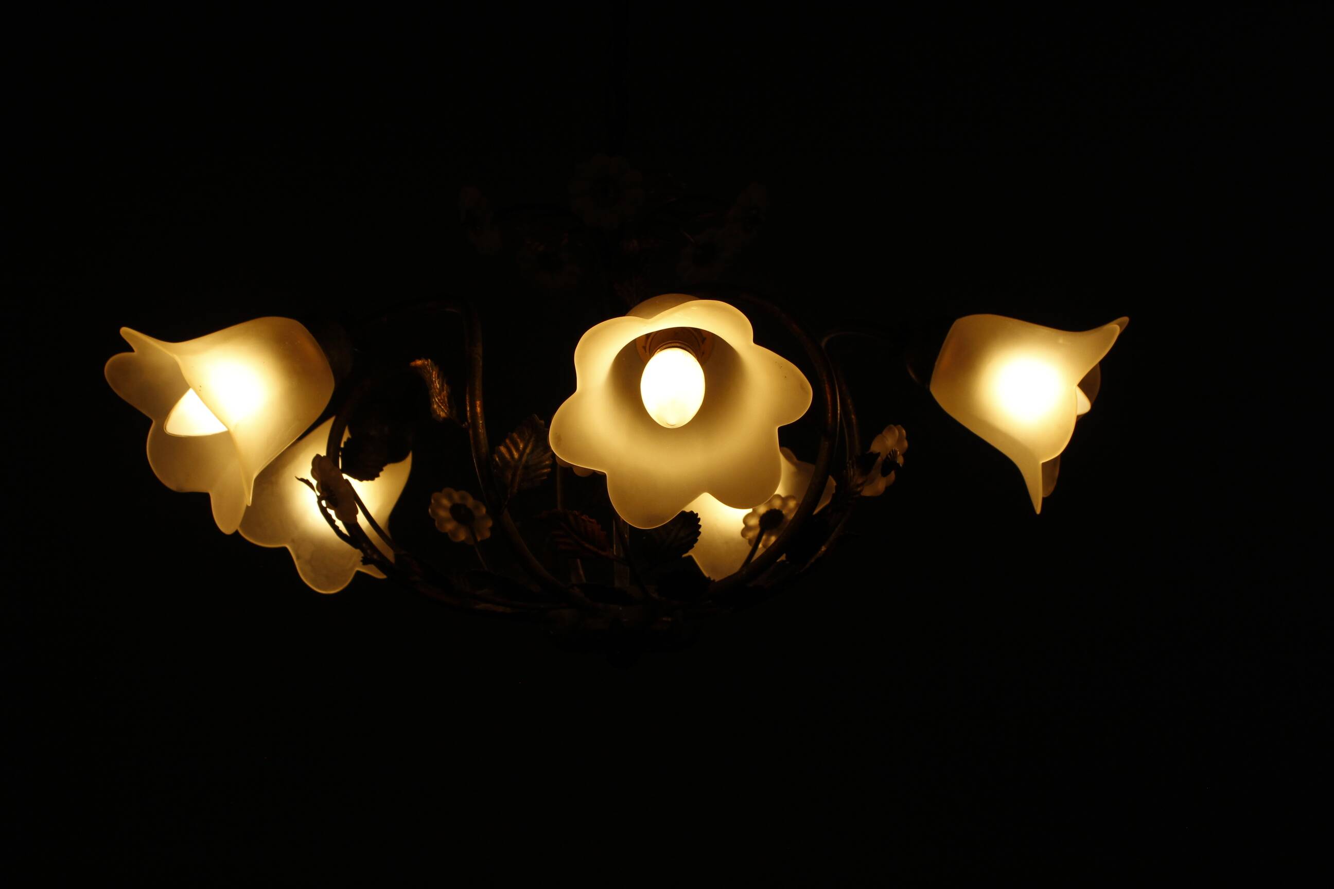 Vintage Floral Pendant Light from W.Müller-München 1980s