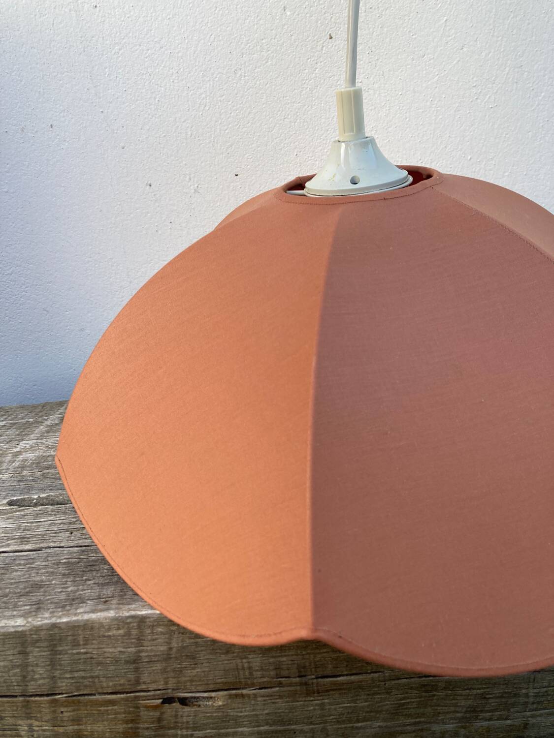 Vintage taupe fabric pendant light