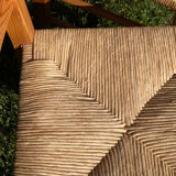 4 straw chairs in vintage pine wood 1980 1990