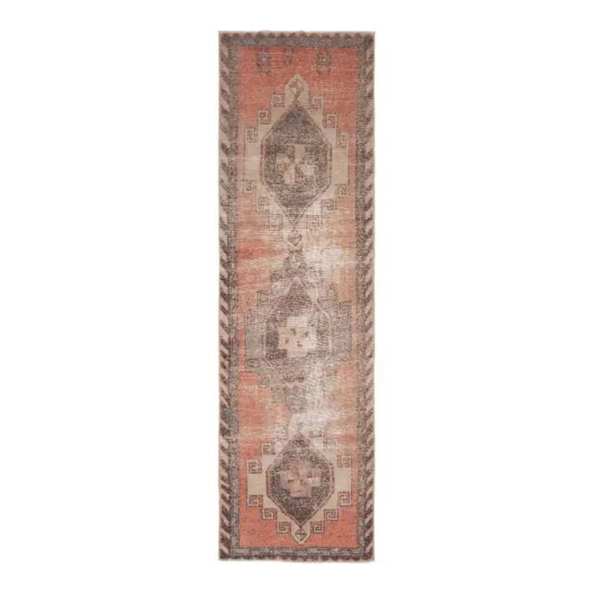 1970s Turkish Oushak Handmade Wool Cotton Orange Runner Rug 85x266
