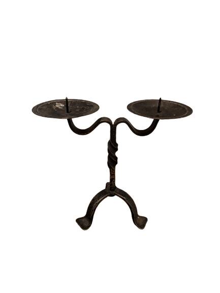 Rustic black metal candle holder - dimensions 20 x 23.5 cm