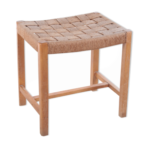 Tabouret latéral tissé vintage