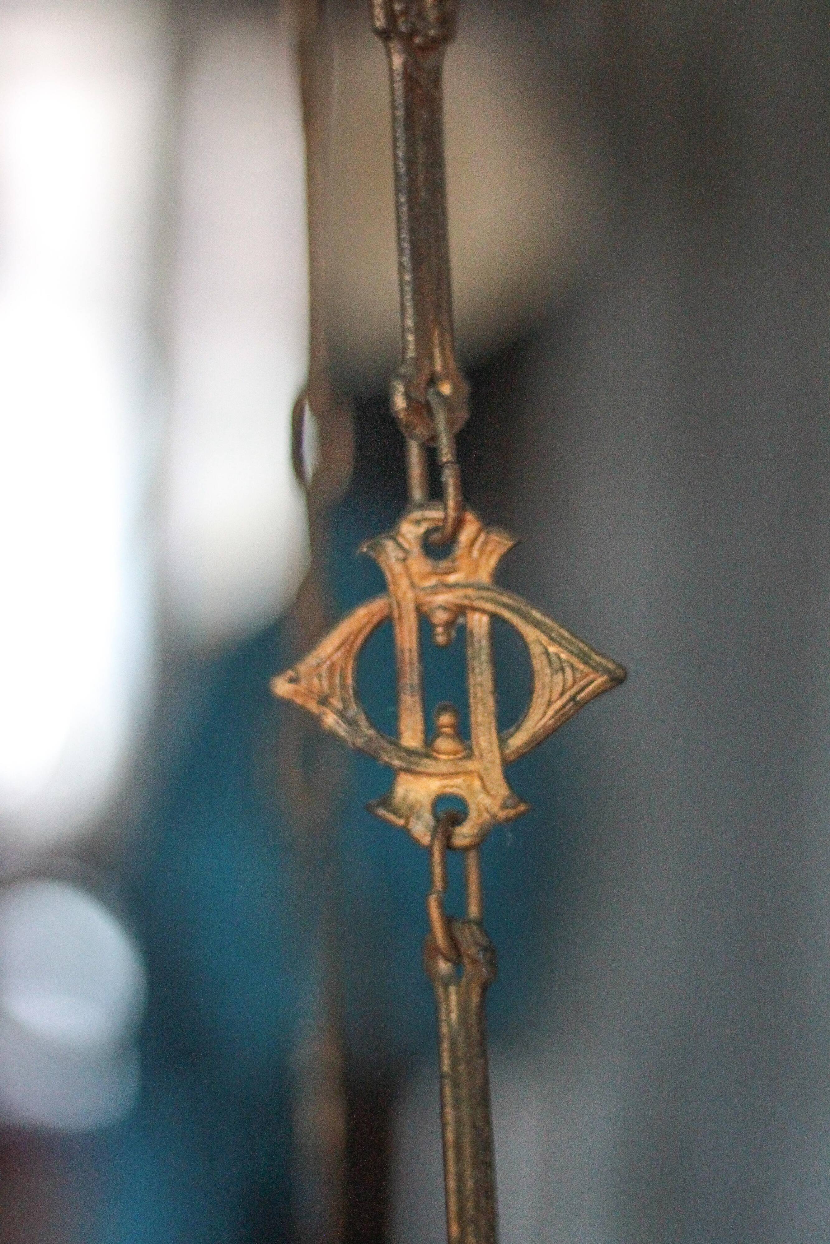 Antique bronze Napoleon III pendant light, 19th century ceiling lamp