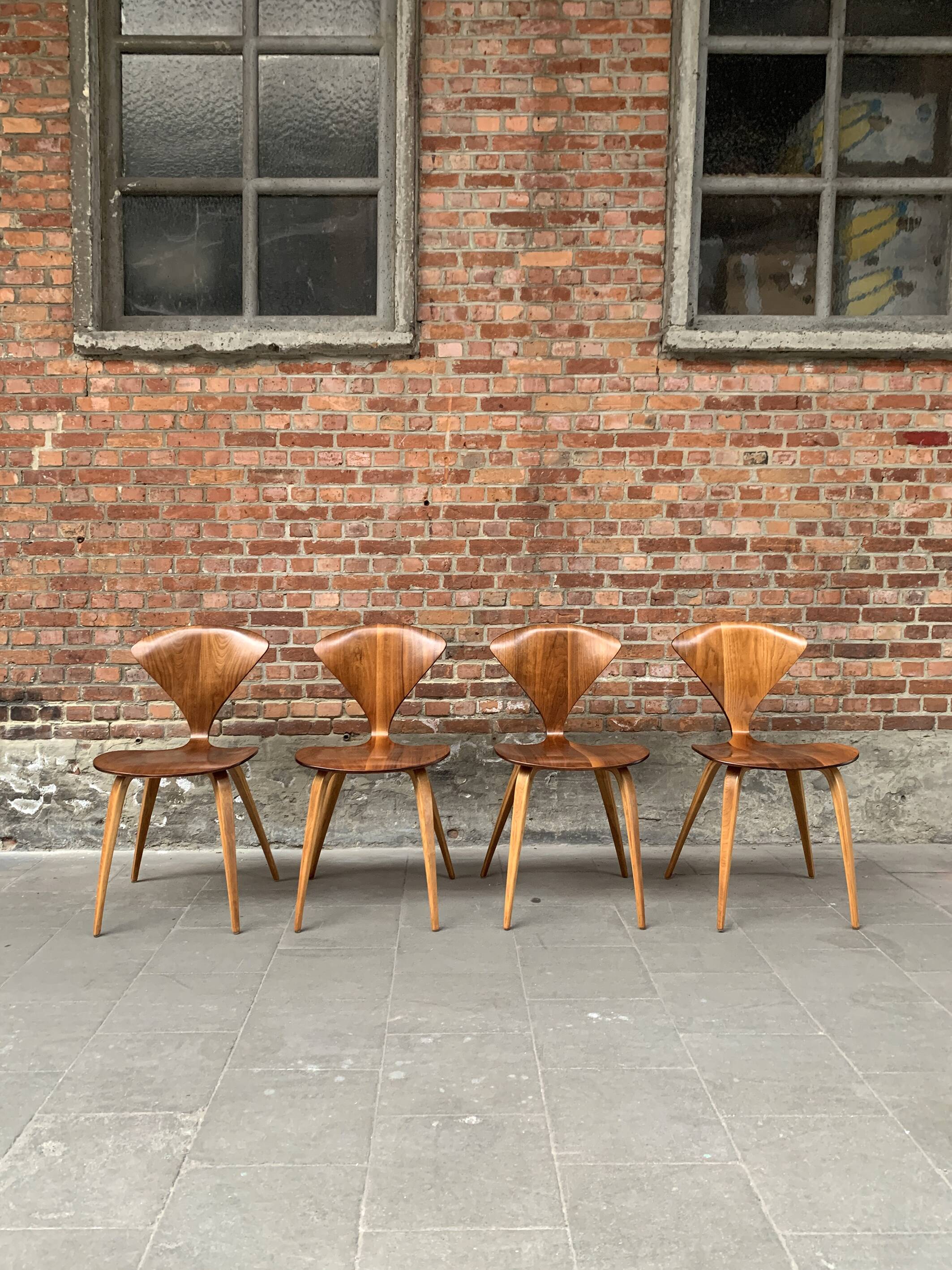 Set of 4 Norman Cherner chairs for Plycraft USA in teak, 1960s