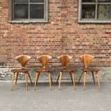 Set of 4 Norman Cherner chairs for Plycraft USA in teak, 1960s