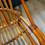 Fauteuil osier vintage 1970