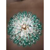 Lustre à pétales « Sella » de style moderne du milieu du siècle en vert d'eau à Mazzega