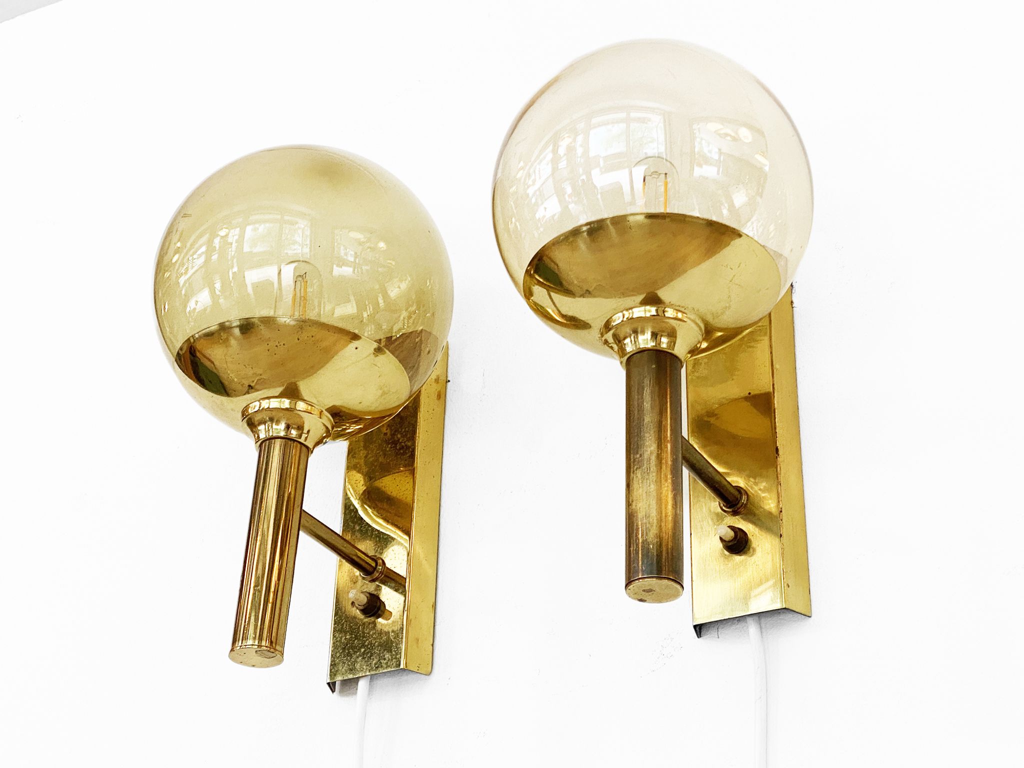 Pair of wall lights/sconces by Svend Mejlstrøm for Mejlstrøm Belysning. Denmark 1960s
