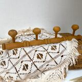 Vintage wooden wall coat rack 4 hooks