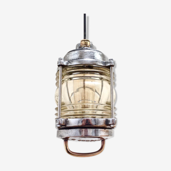 Industrial lantern in fluted glass and aluminium