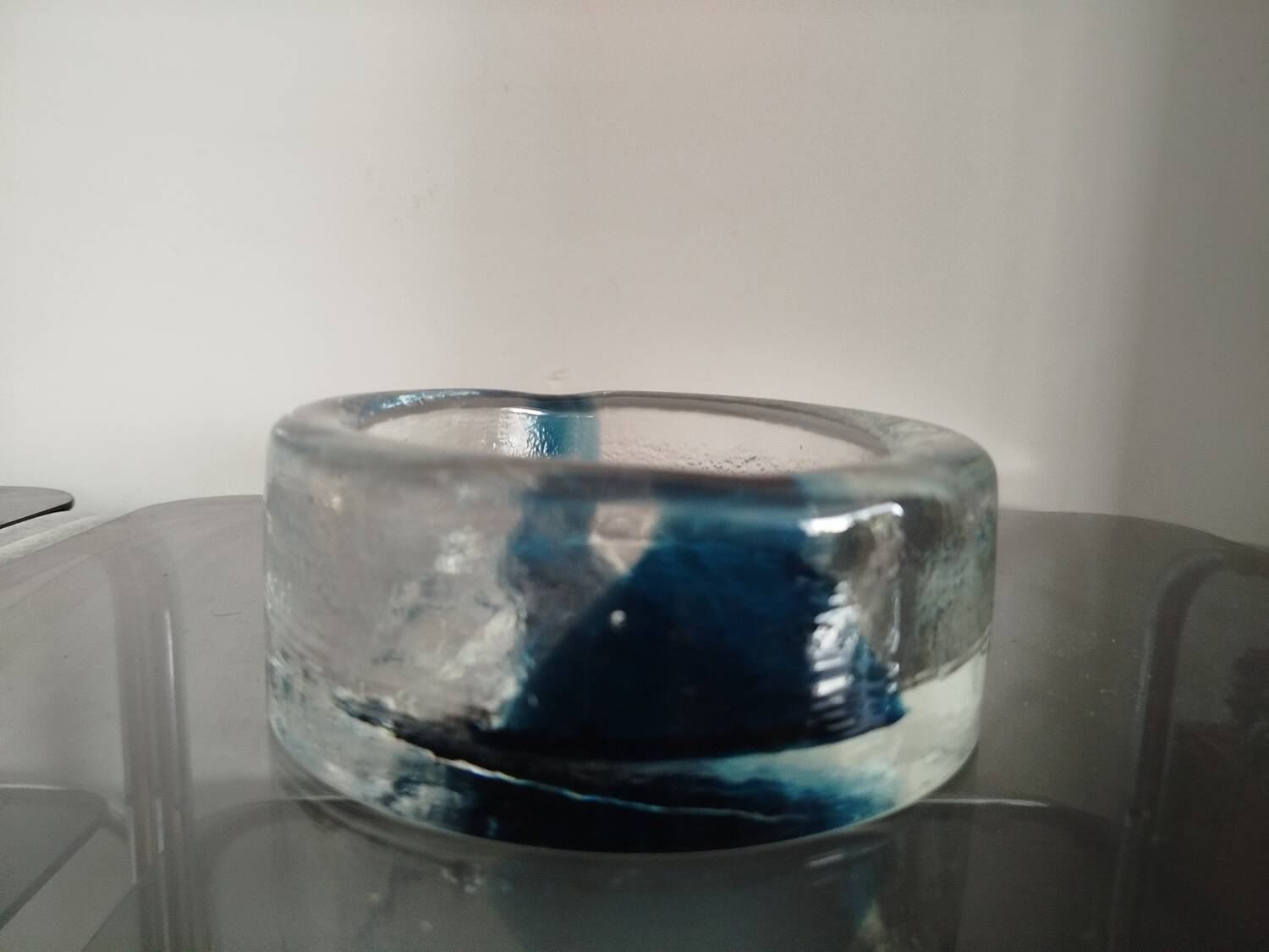 Blue bubble glass ashtray/pocket tray – from Sweden