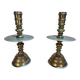 Pair of important brass candle holders
