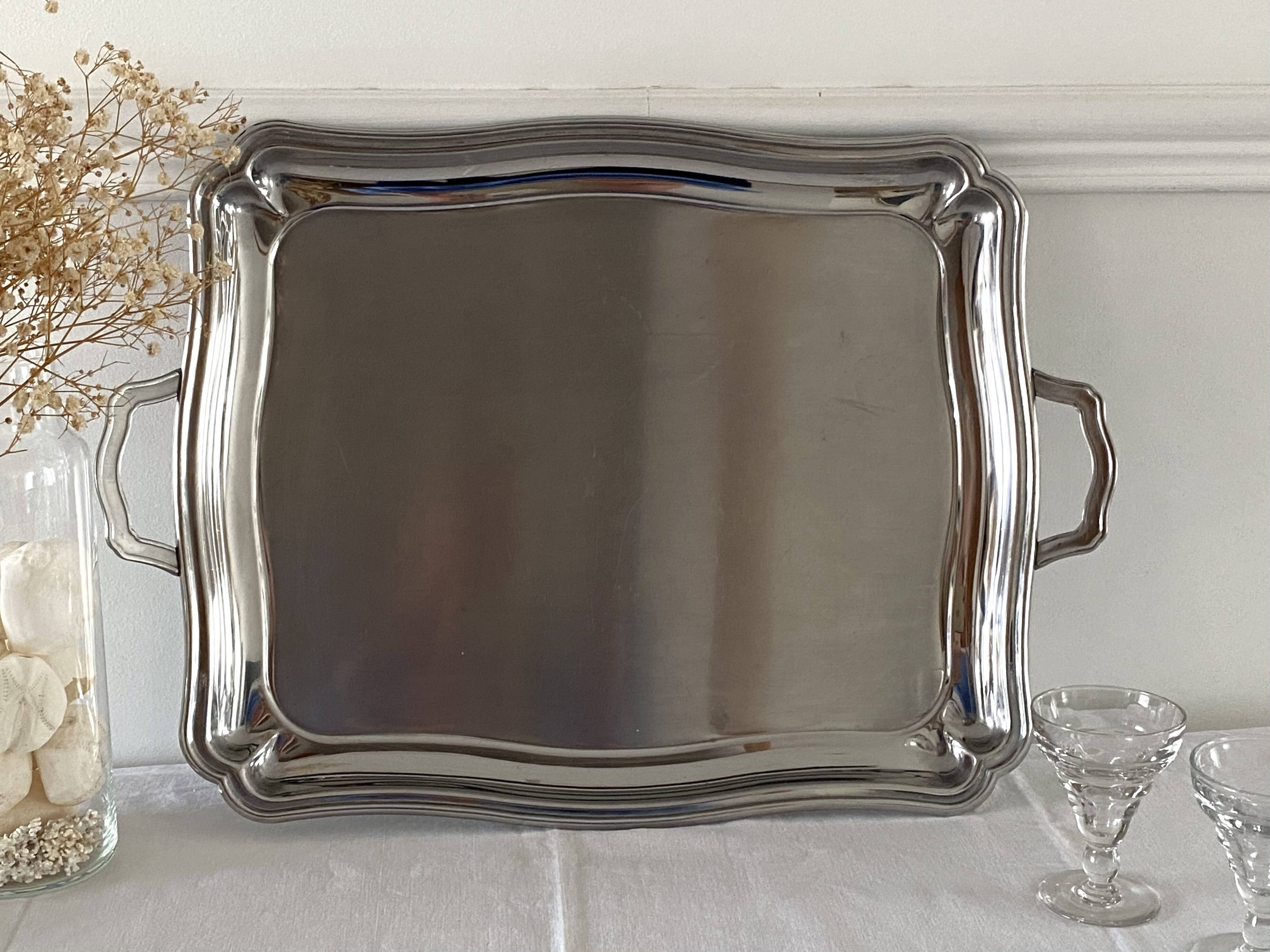 Large stainless steel platter