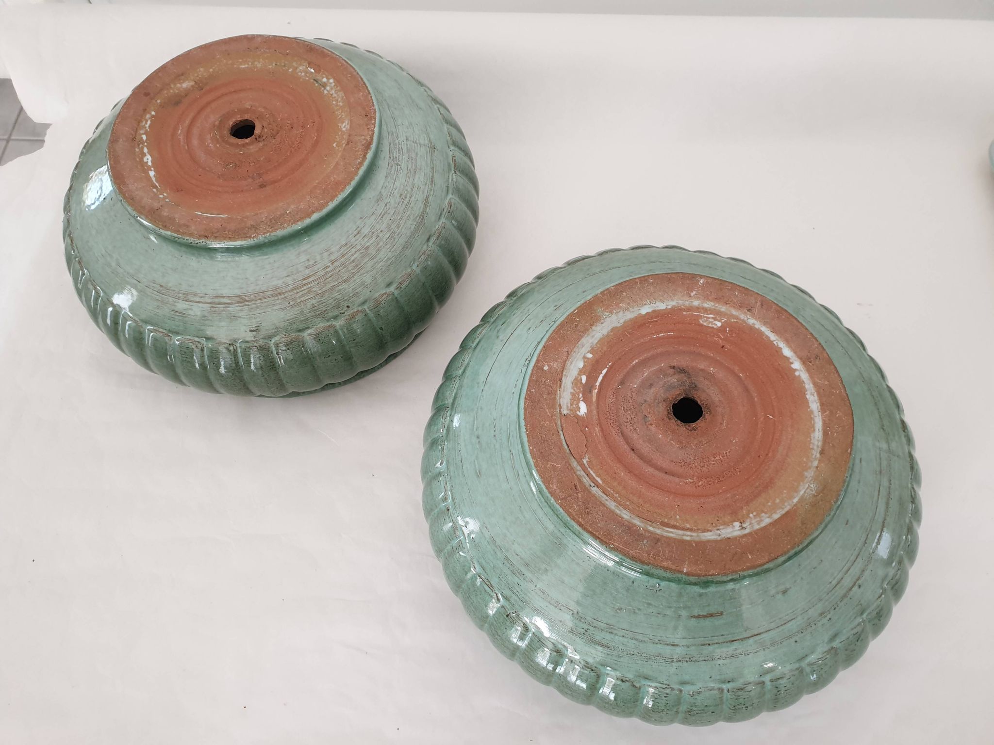 Set of 2 ceramic planters (plant pots) signed GPA made in France