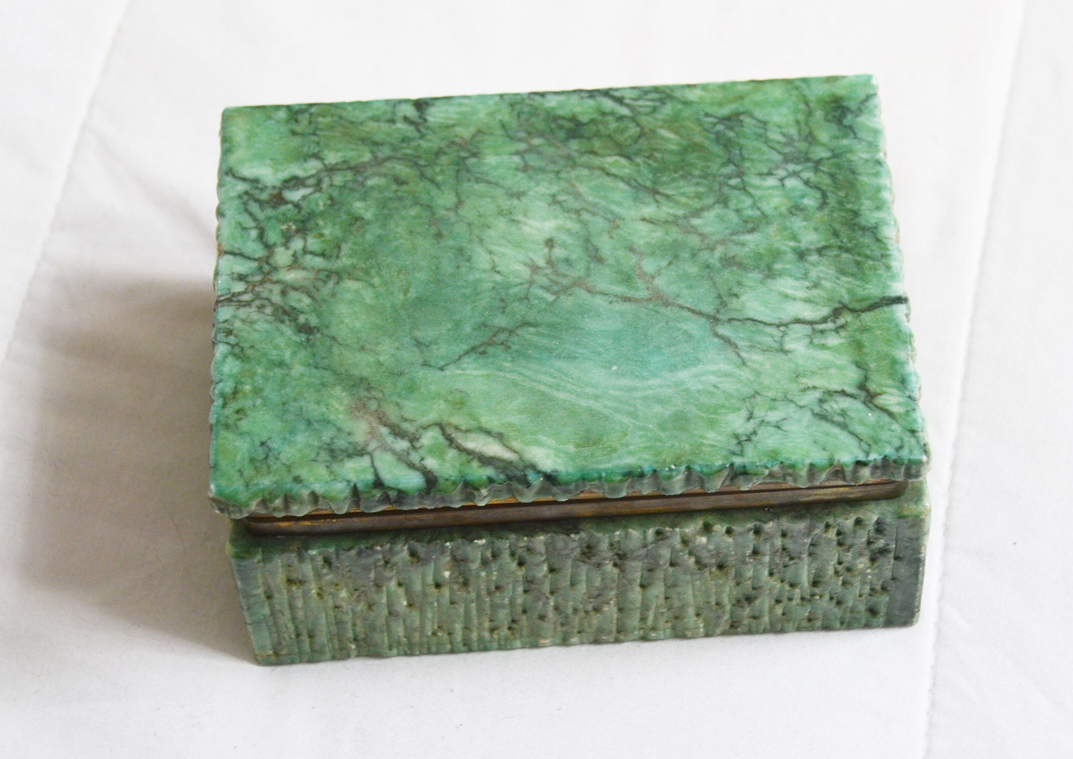 Cigar and tobacco box in alabaster and brass 1970
