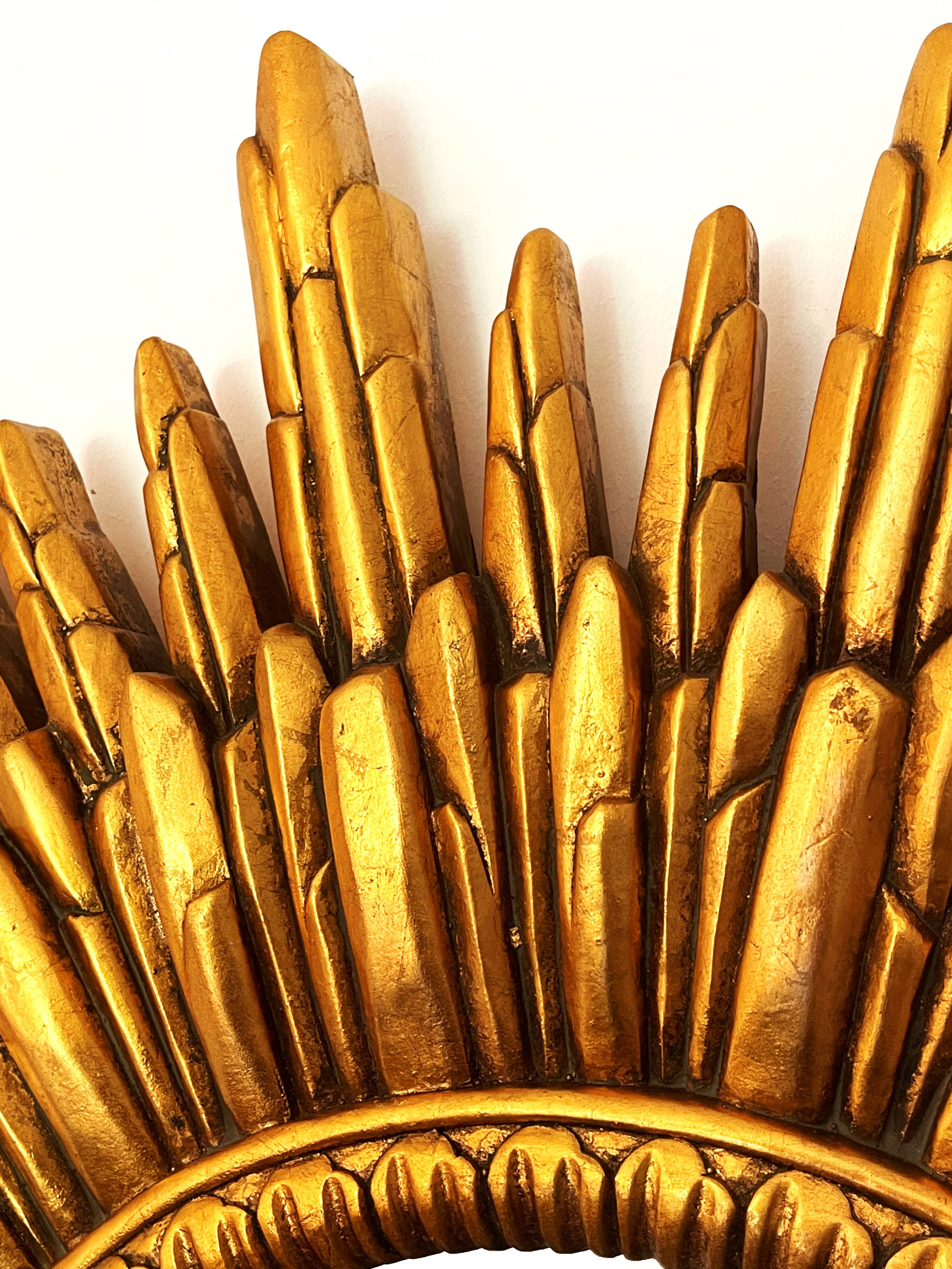 Mirror sun wood gold leaf, 88 cm