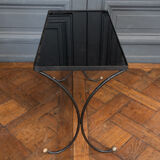 Side table end of sofa 1960 smoked glass gilded base