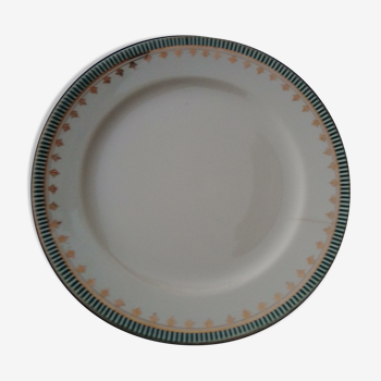 Flat plate in earthenware of Digoin Sarreguemines model Arcole diam 23,5 cm