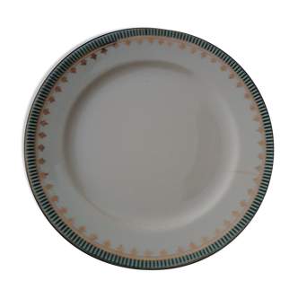 Flat plate in earthenware of Digoin Sarreguemines model Arcole diam 23,5 cm