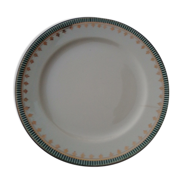 Assiette plate en faïence de Digoin Sarreguemines modèle Arcole diam 23,5 cm