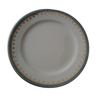Assiette plate en faïence de Digoin Sarreguemines modèle Arcole diam 23,5 cm