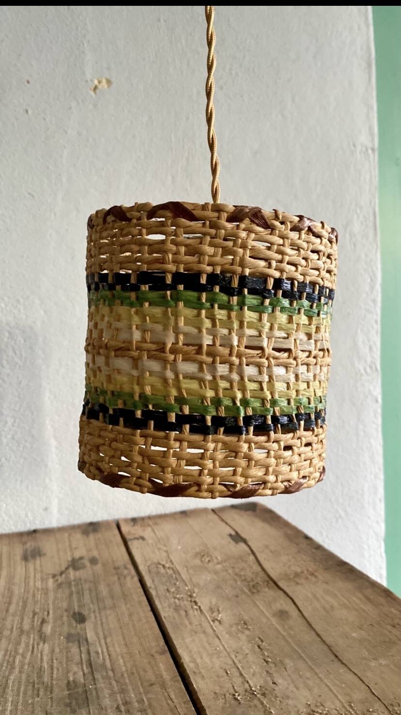 Rattan lamp, fabric cable 3 metres