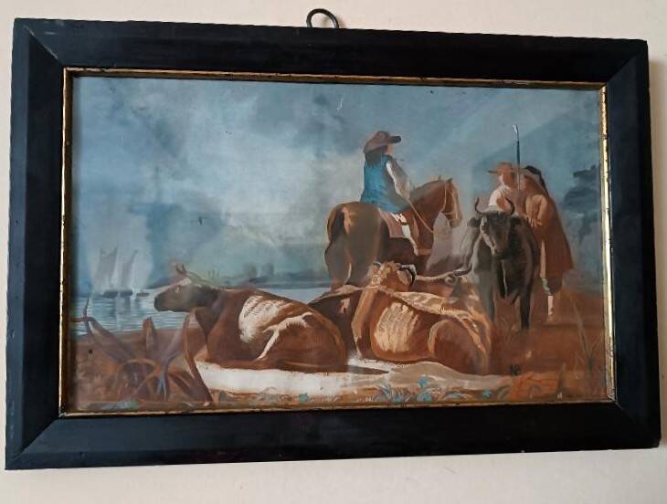 Antique tempera painting on paper, 18th century Italian school