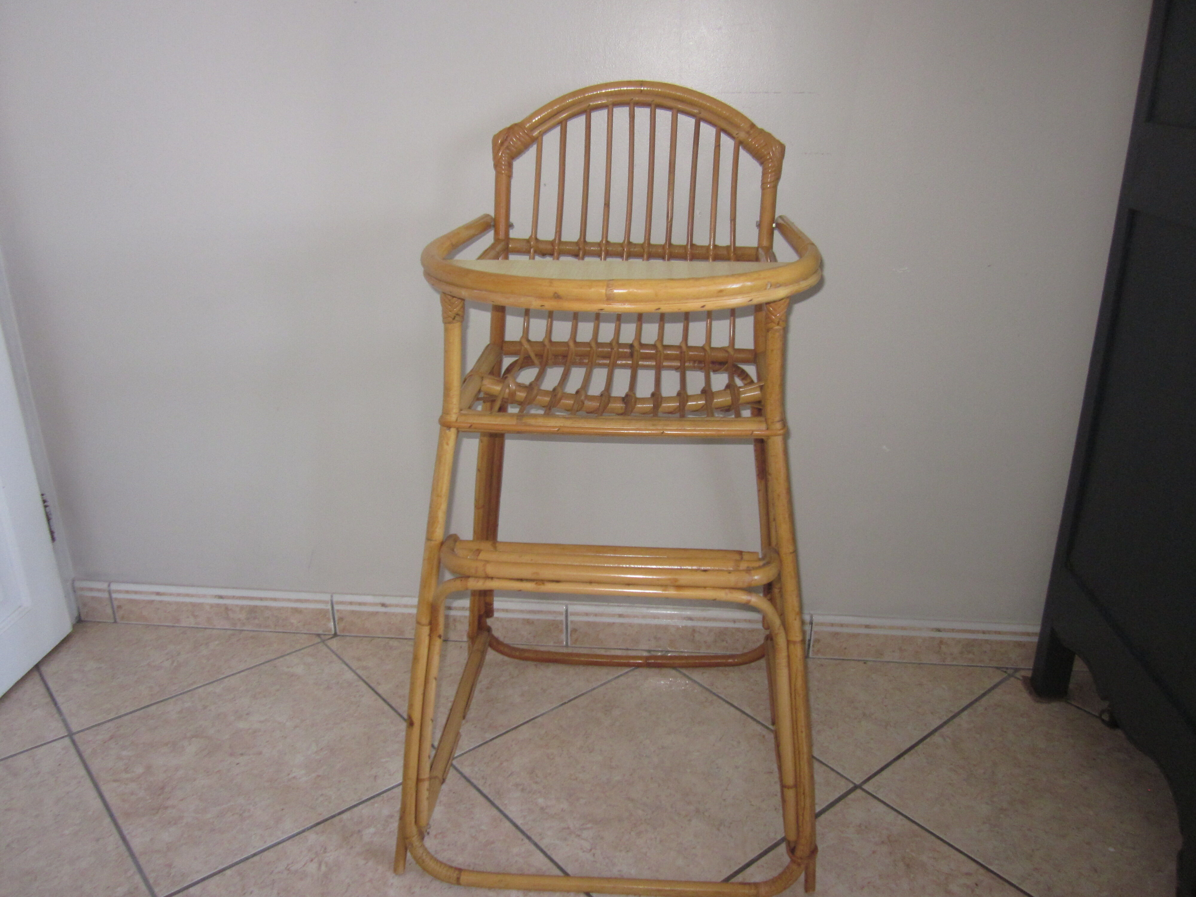High chair child rattan of the years 60