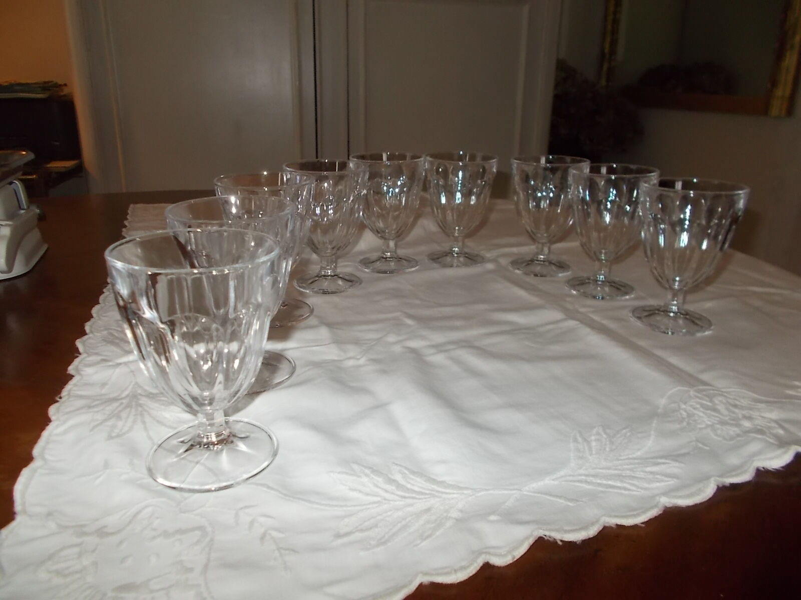 Set of 9 antique stemmed glasses