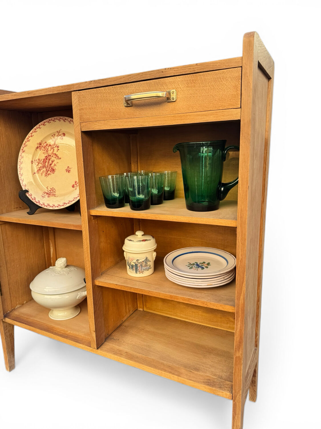 Parisian buffet, raw oak, compass legs, 1950.